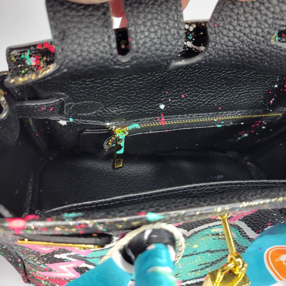 NEW Anca Barbu Green Lips Tote Electric Handbag Purse Handpainted - Picture 11 of 14